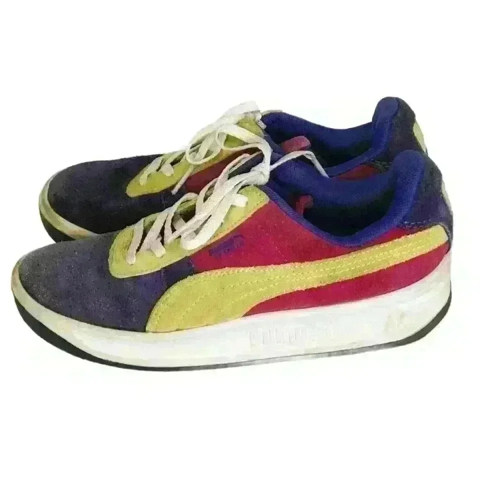 Puma girls sneakers V6 Youth 3 lace up lavender pink yellow